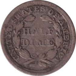 United States of America - 1/2 dime - Liberté assise - Légende au revers - 1857 - No640