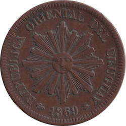 Uruguay - 2 centésimos - Sun - Bronze - 1869 A - No541