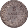 German States - 6 kreuzer - Guillaume I - Légende courte - 1854 - No684