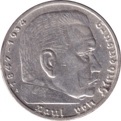 Germany - 5 mark - Hindenburg - Nazi Emblem - 1938 A - No15
