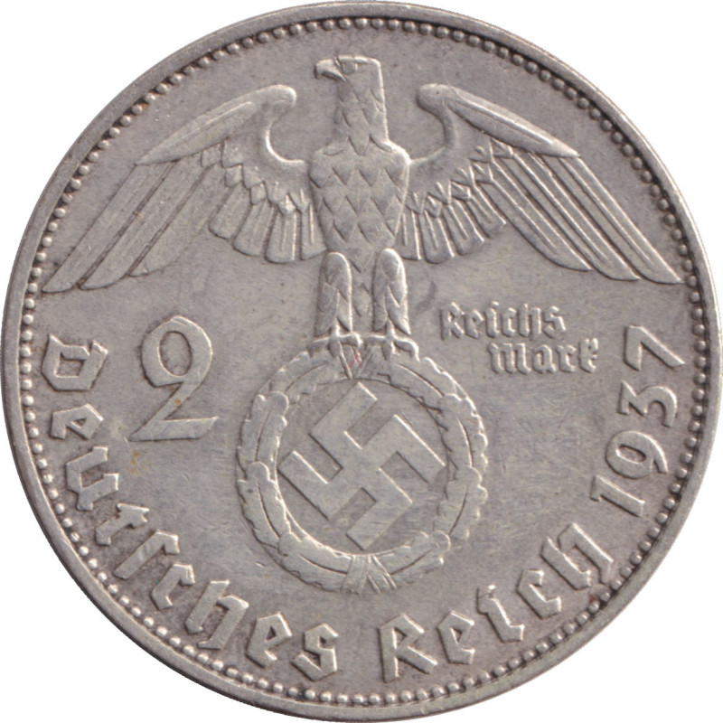Germany - 2 mark - Hindenburg - 1937 D - No12