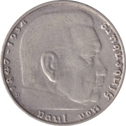 Germany - 2 mark - Hindenburg - 1937 D - No12