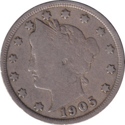 United States of America - 5 cents - Tête de la Liberté - 1905 - No33