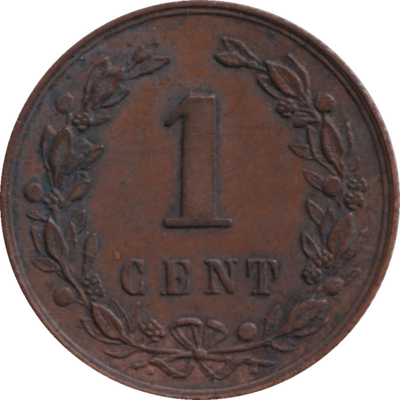 Netherlands - 1 cent - Lion héraldique - Petites branches - 1878 - No57
