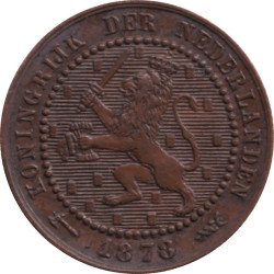 Netherlands - 1 cent - Lion héraldique - Petites branches - 1878 - No57