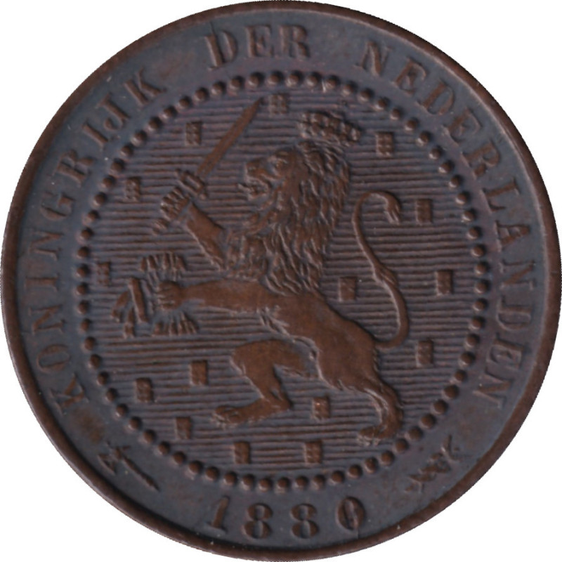 Netherlands - 1 cent - Lion héraldique - Petites branches - 1880 - No58