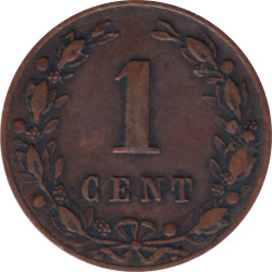 Netherlands - 1 cent - Lion héraldique - Petites branches - 1881 - No59