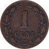 Netherlands - 1 cent - Lion héraldique - Petites branches - 1881 - No59