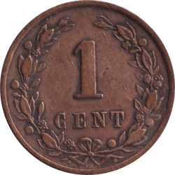 Netherlands - 1 cent - Lion héraldique - Petites branches - 1884 - No61