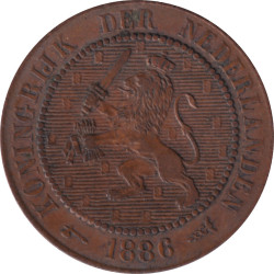 Netherlands - 2 1/2 cents - Lion héraldique - Petites branches - 1886 - No65