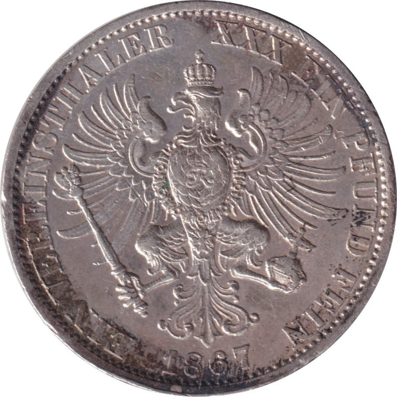 German States - 1 thaler - Guillaume I - Aigle - Tête agée - 1867 A - No116