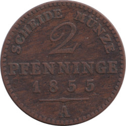 German States - 2 pfennig - Frédéric-Guillaume IV - Type 3 - 1855 A - No114