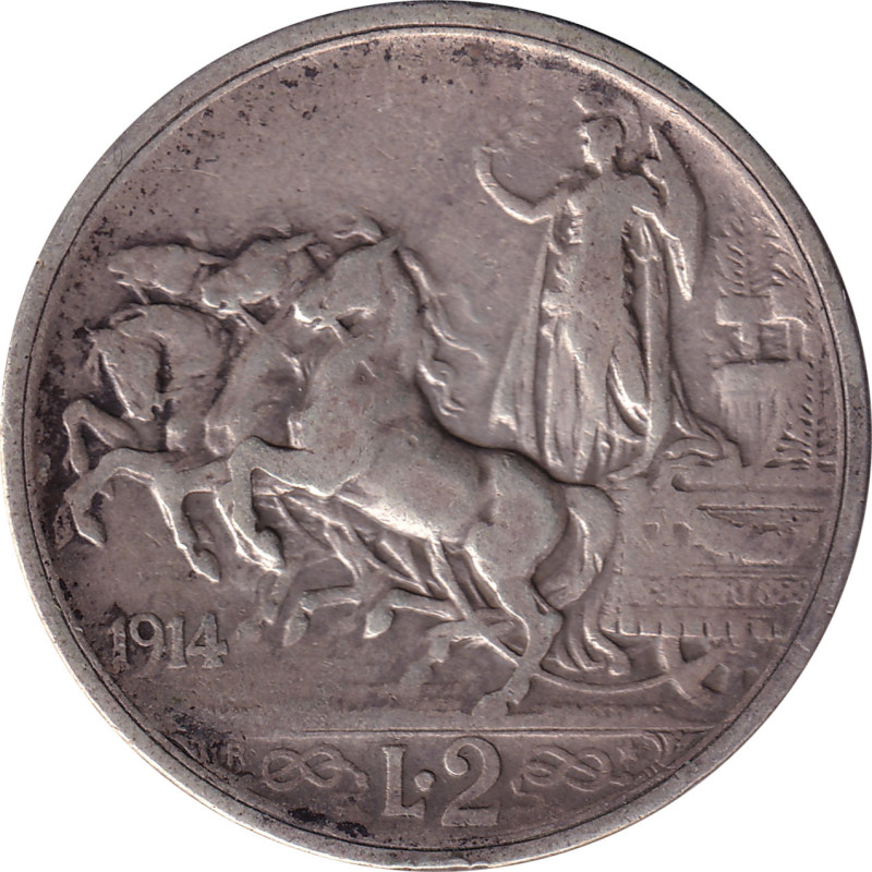 Italy - 2 lire - Victor Emmanuel III - Quadrige - Tête - 1914 R - No367
