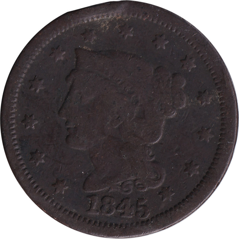 United States of America - 1 cent - Tressed Head - 1845 - No371