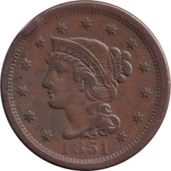 United States of America - 1 cent - Tressed Head - 1851 - No372