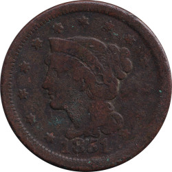 United States of America - 1 cent - Tressed Head - 1851 - No374