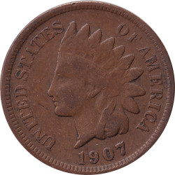 United States of America - 1 cent - Indian Head - Oak Leaves - Bronze - 1907 - No376