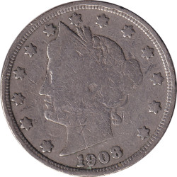 United States of America - 5 cents - Tête de la Liberté - 1908 - No394