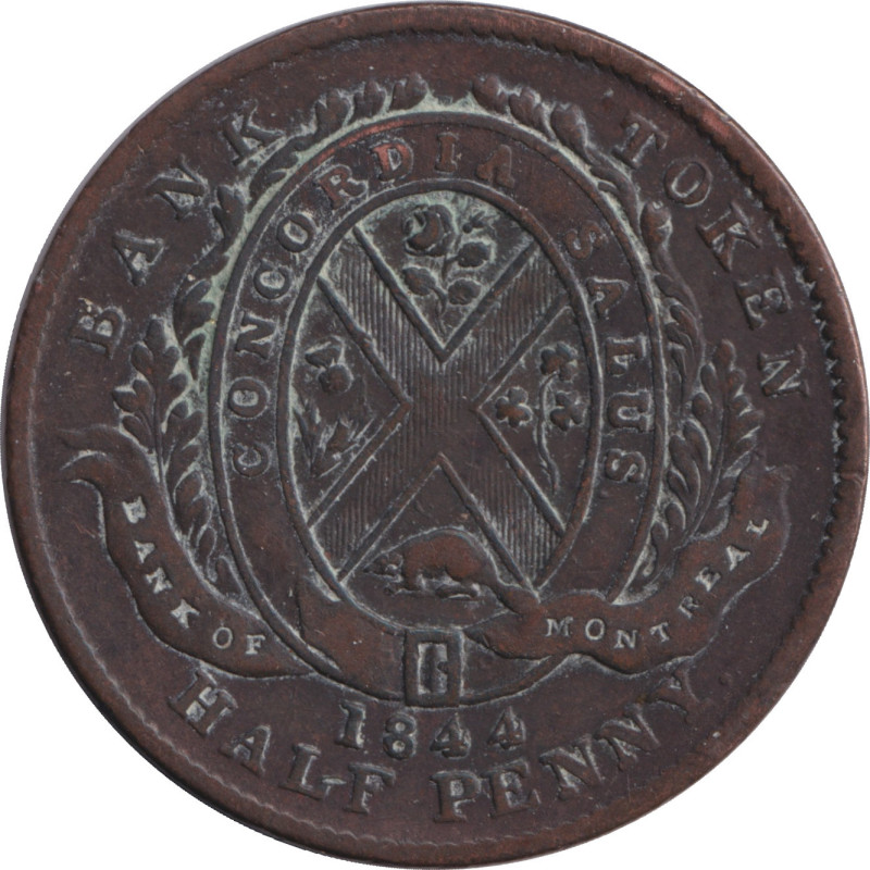 Canadian Provinces - 1/2 penny - Banque de Montréal - Front view - 1844 - No152