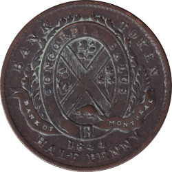 Canadian Provinces - 1/2 penny - Banque de Montréal - Front view - 1844 - No151
