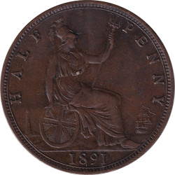 United Kingdom - 1/2 penny - Victoria - Buste mature - 1891 - No467