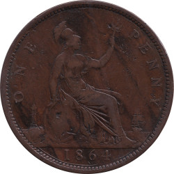 United Kingdom - 1 penny - Victoria - Buste mature - 1864 - No473