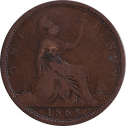 United Kingdom - 1 penny - Victoria - Buste mature - 1865 - No475