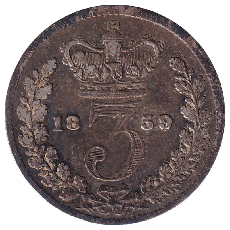 United Kingdom - 3 pence - Victoria - Tête jeune - 1859 - No496