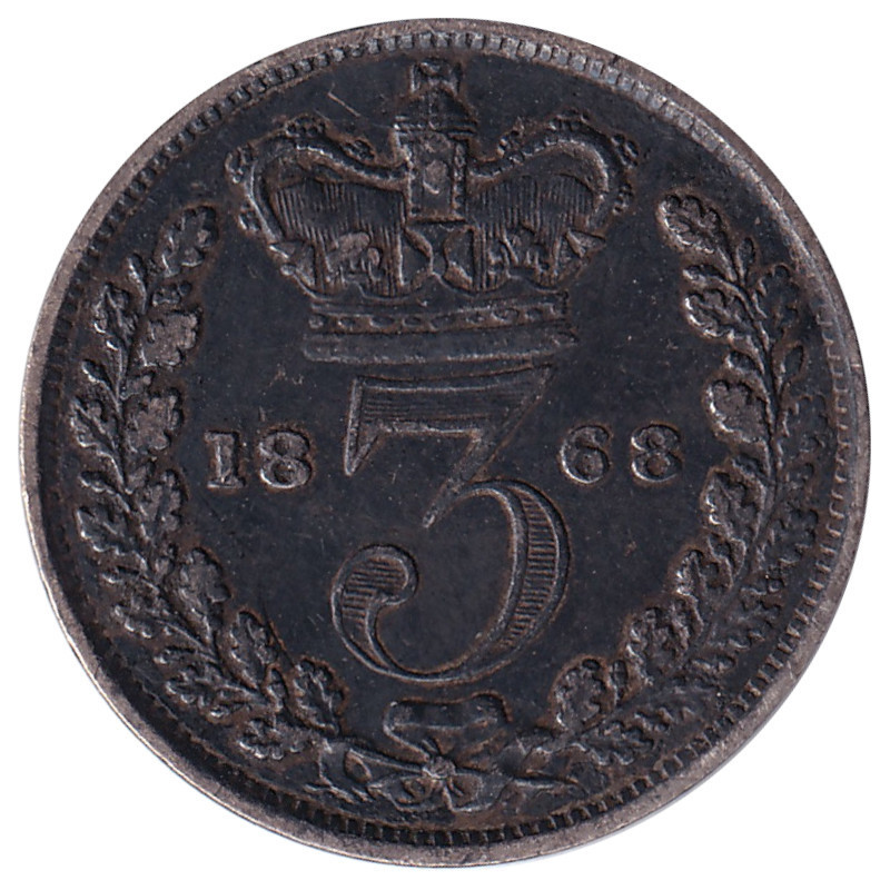 United Kingdom - 3 pence - Victoria - Tête jeune - 1868 - No498