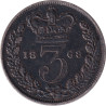 United Kingdom - 3 pence - Victoria - Tête jeune - 1868 - No498