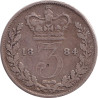 United Kingdom - 3 pence - Victoria - Tête jeune - 1884 - No501