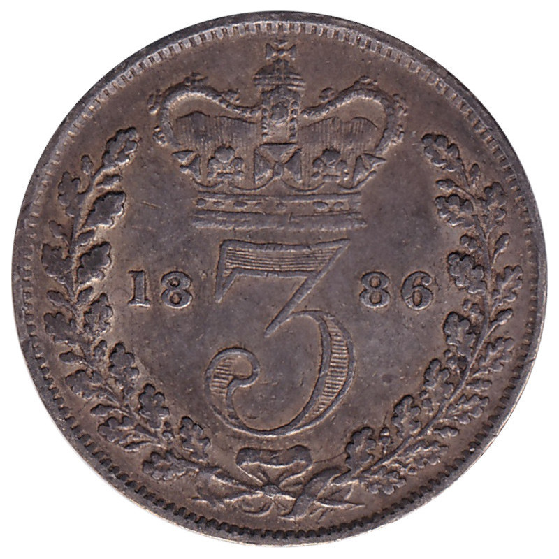United Kingdom - 3 pence - Victoria - Tête jeune - 1886 - No503