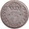 United Kingdom - 3 pence - Victoria - Tête jeune - 1887 - No504