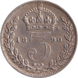 United Kingdom - 3 pence - Victoria - Buste du Jubilé - 1890 - No505