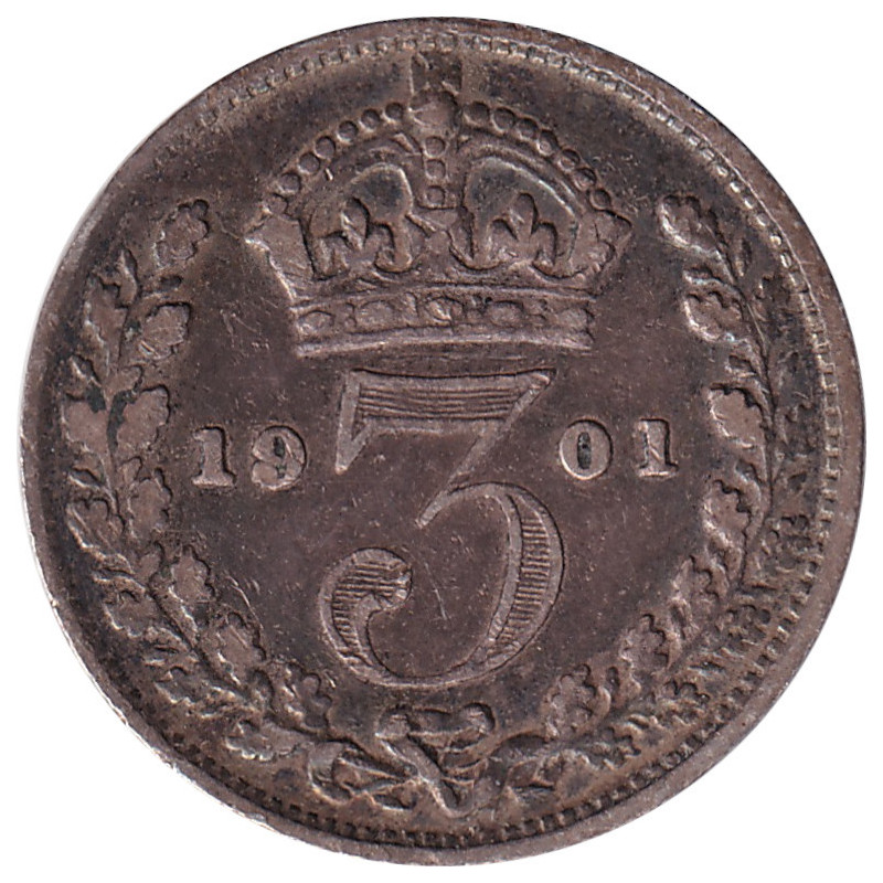 United Kingdom - 3 pence - Victoria - Buste agé - 1901 - No509