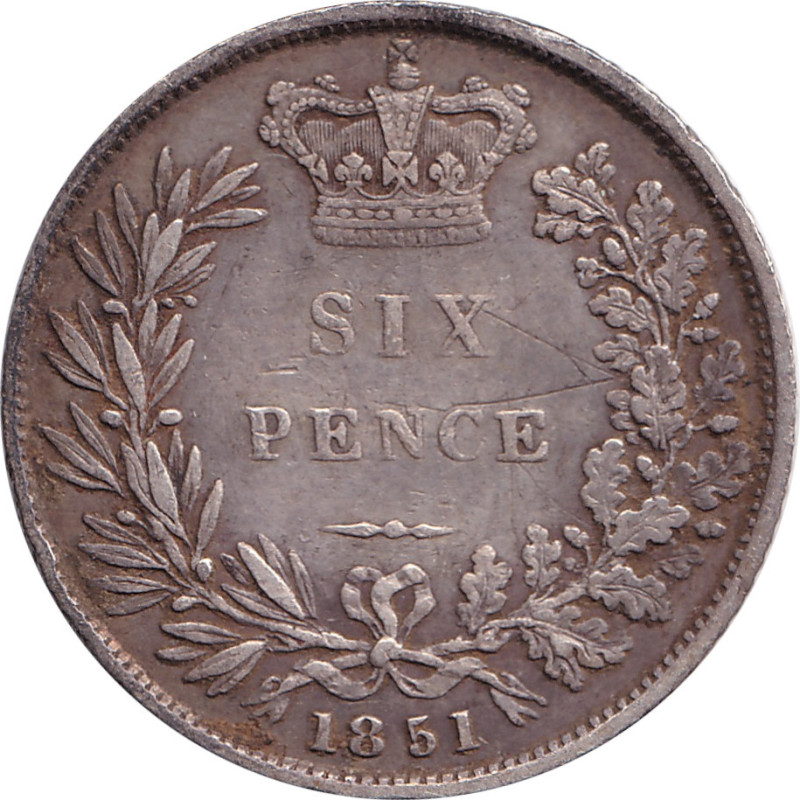 United Kingdom - 6 pence - Victoria - Tête jeune - 1851 - No515