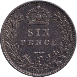 United Kingdom - 6 pence - Victoria - Tête jeune - 1887 - No517