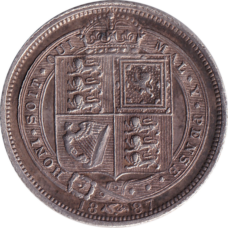 United Kingdom - 6 pence - Victoria - Tête jeune - 1887 - No518