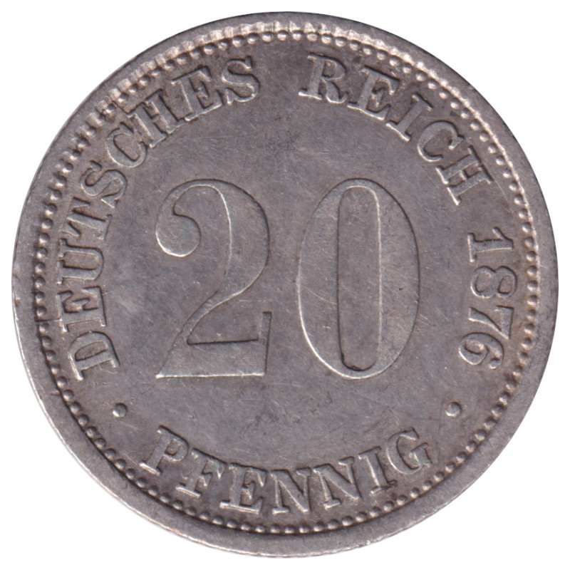 Germany - 20 pfennig - Guillaume I - Type 1 -  1876 D - No675