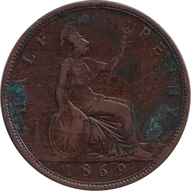 United Kingdom - 1/2 penny - Victoria - Buste mature - 1869 - No457