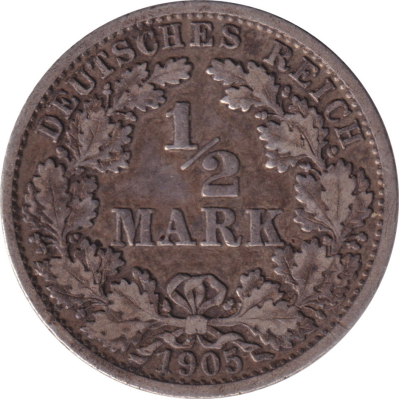 Germany - 1/2 mark - Guillaume II -  1905 F - No680