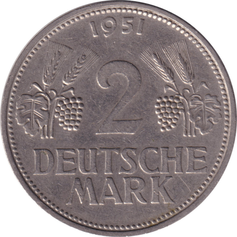 Germany - 2 mark - Eagle -  1951 D - No767