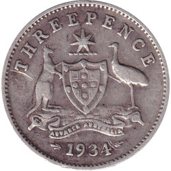 Australia - 3 pence - George V - 1934 - No944