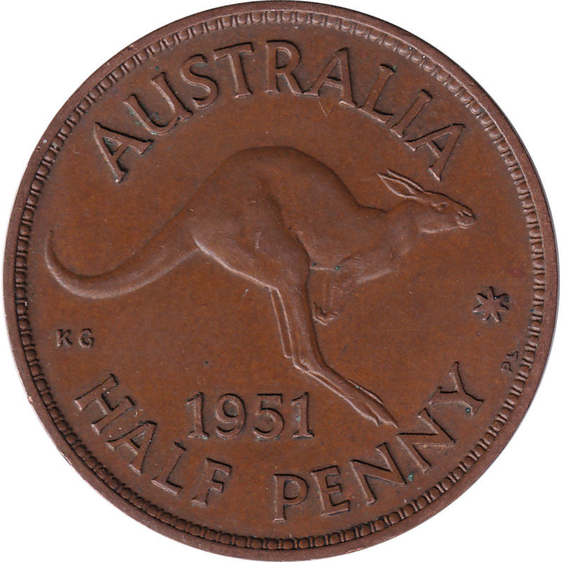 Australia - 1/2 penny - George VI - Kangourou - 1951 PL - No965