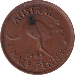 Australia - 1/2 penny - George VI - Kangourou - 1945 - No966