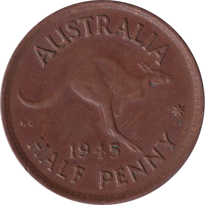 Australia - 1/2 penny - George VI - Kangourou - 1945 - No964