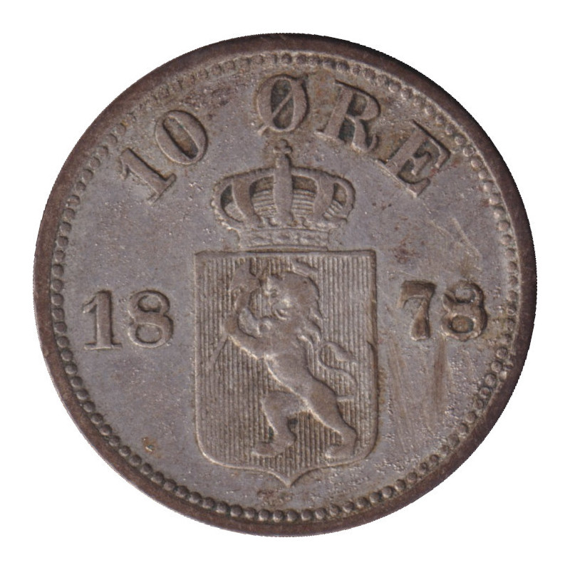 Norway - 10 ore - Oscar II - Monogramme - 1878 ⚒ - No184