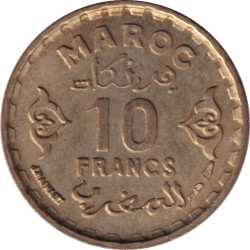 Morocco - 10 francs - Étoile - Petit module (20mm) - 1371 - No191