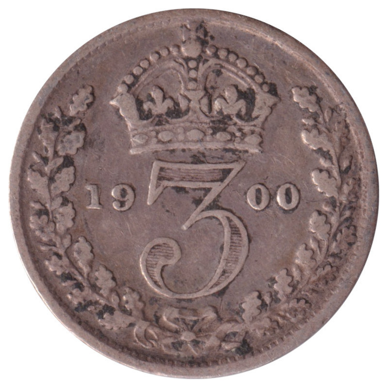 United Kingdom - 3 pence - Victoria - Buste agé -  1900 - No664