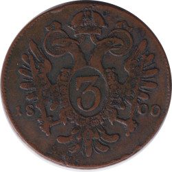Austria - 3 kreuzer - Franz II - Double-headed Eagle - 1800 C - No251